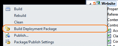 The VS2010 Build Deployment Package command