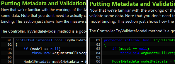 The new site style (left) versus the old site style (right)