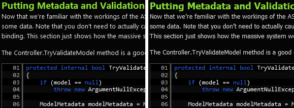 The new site style (left) versus the new font rollback site style (right)